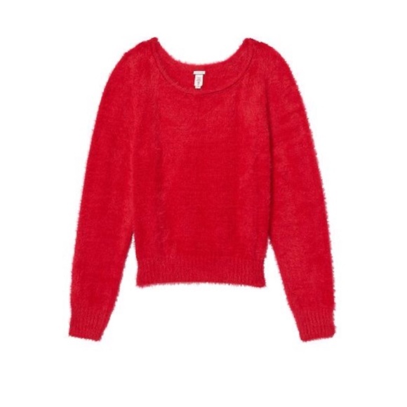 Victoria’s Secret Red Fuzzy Slouchy Sweater - Picture 3 of 9
